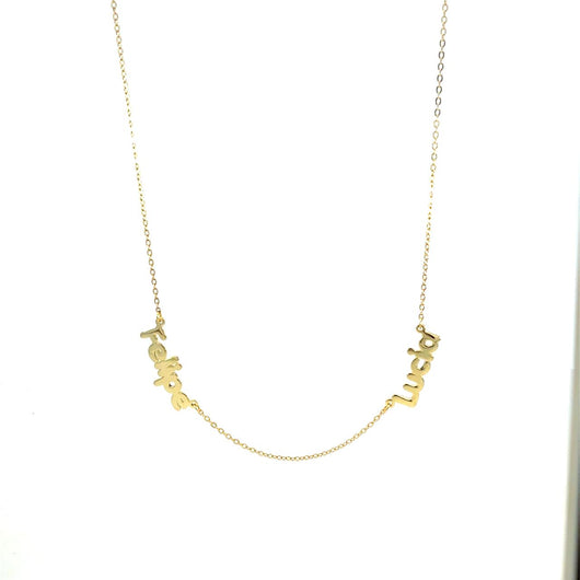Double Name Necklace Bubble Font