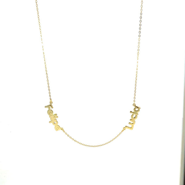 Double Name Necklace Bubble Font